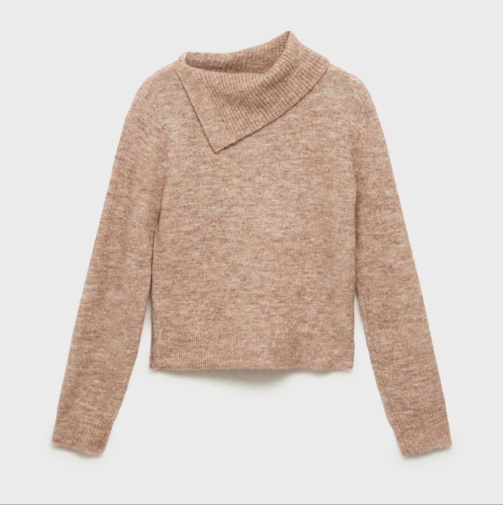 Mango Tan Cowl Neck Sweater